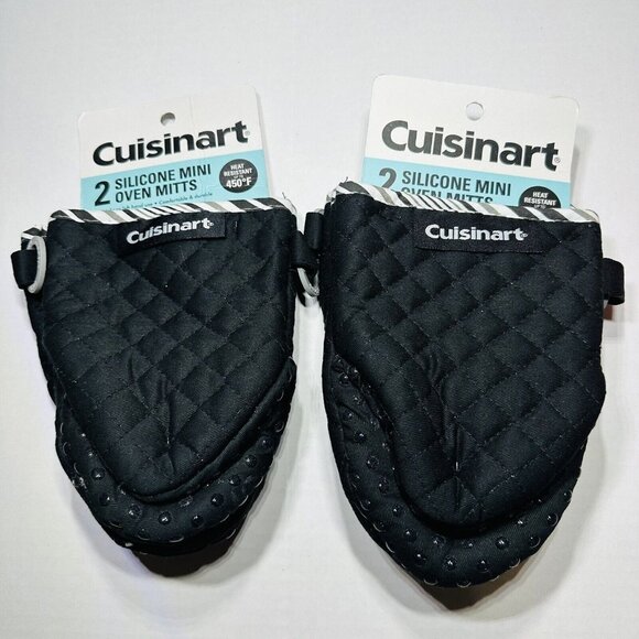 Cuisinart Heat Resistant Mini Oven Mitts - Black- Set of 4
